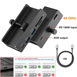 Aluminum 4 - Port USB Hub with High - Speed Data Transmission and Power Supply (4k - Black)