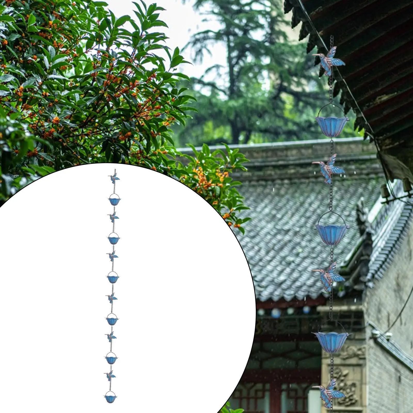 Gutters Downspouts for Divert Water Villas Eaves Drainage Outdoor Rain Collector Cups Bird Rain Chains for Gutters Catcher Chain