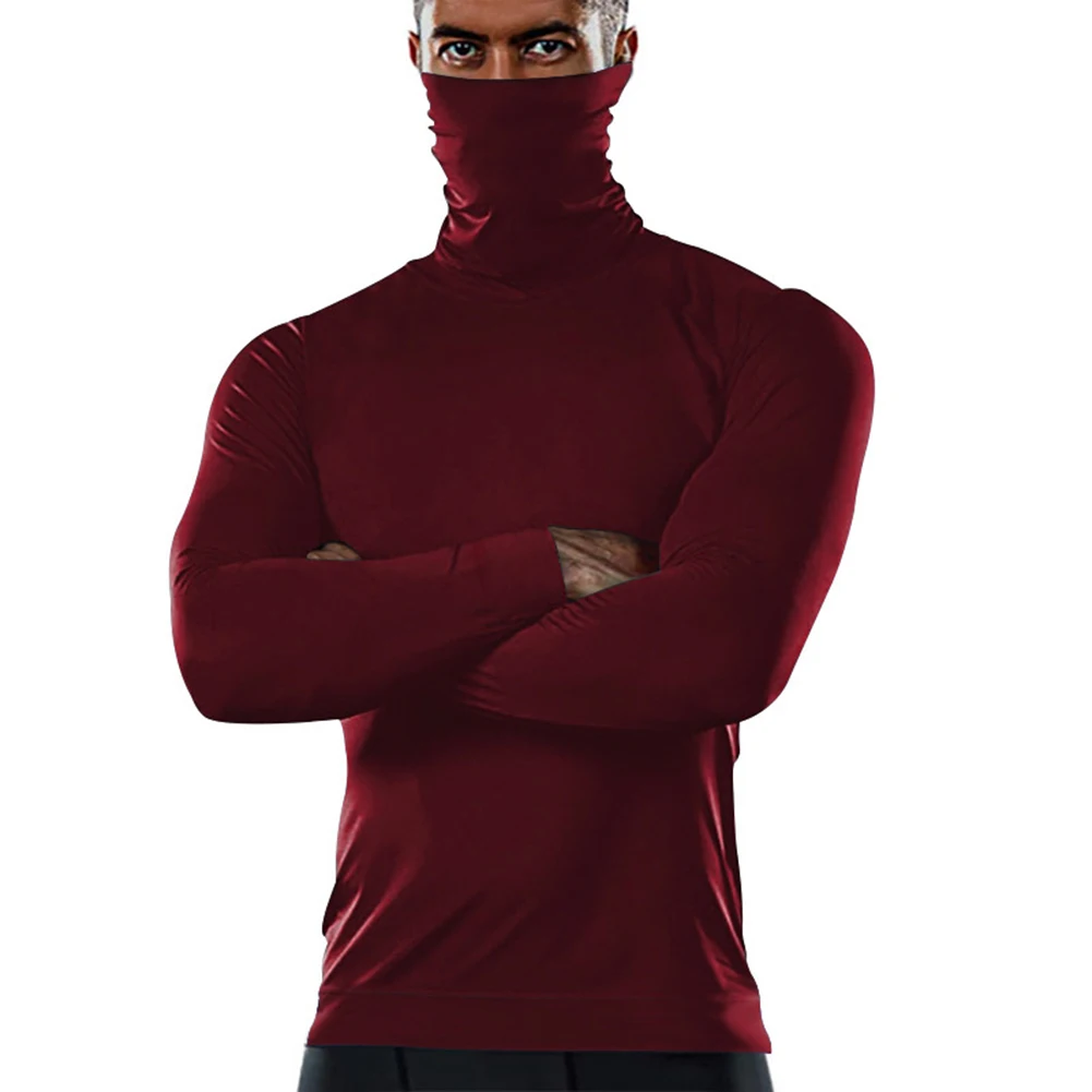 

Sweater Men's Pullover Breathable Casual Long Sleeve T-Shirt Solid Color Turtleneck Warm High-Necked Pullovers