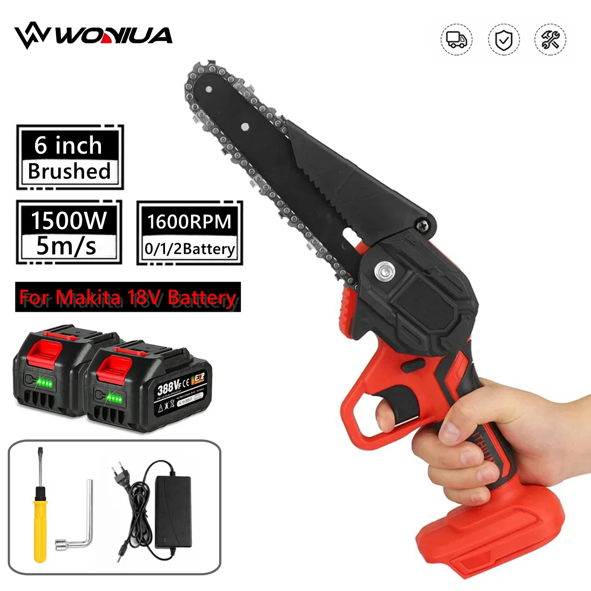 6InchCordlessElectricSawPruningChainSawHandheldGardenTreeLoggingTrimmingSawWood