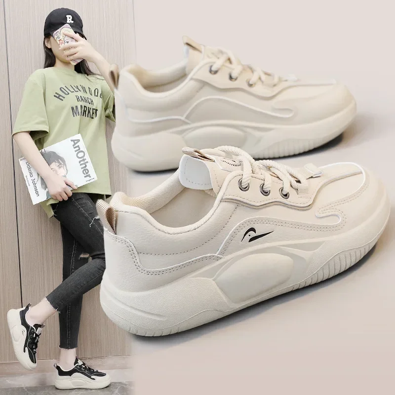 

New Little White Shoes Women's Shoes Solid Color 2024 Summer Breathable Increase Thick Sole Sports and Casual Shoes Versatile