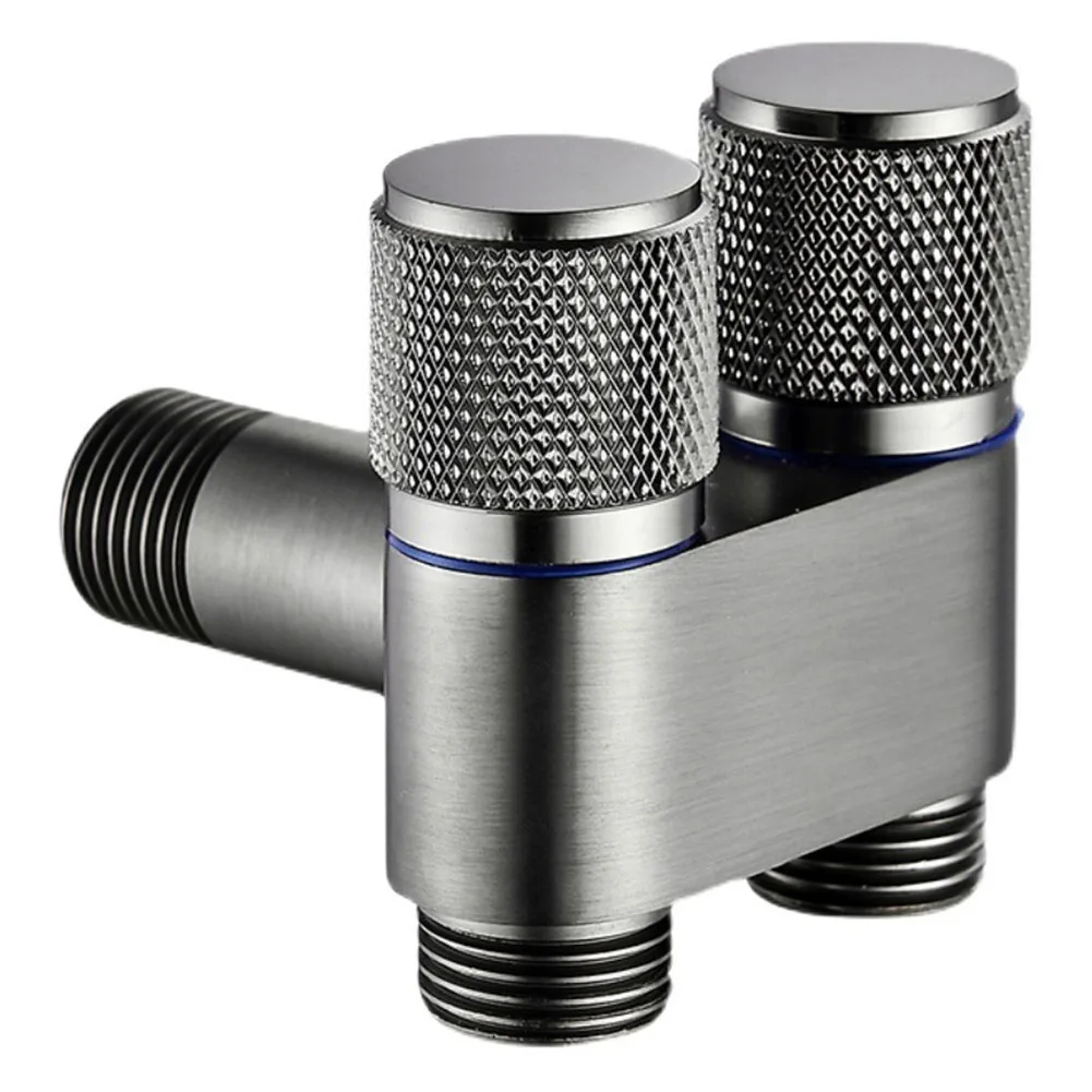 G1/2 1 In Two Out Double Control Washing Machine Faucet Toilet Triangle Valve 1 In Two Out Dual Control Angle Valve New 5