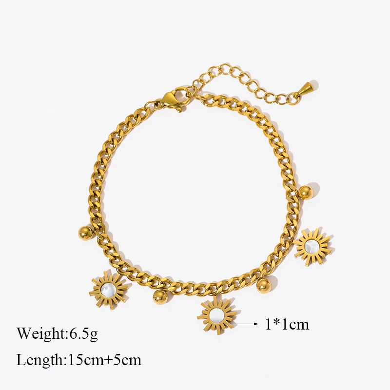 GANPUP 316L Edelstahl Glänzende Zirkonia Mond Stern Armband Armreif Für Frauen Wasserdicht Schmuck Handgelenk Kette Urlaub Geschenk – Detail 9