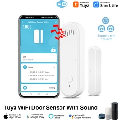 Smart WiFi/Zigbee Window & Door Sensor with Battery for Home Security and Voice Control Integration (WiFi with Sound)