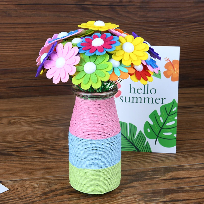 Aaomassr Crafts for Girls Ages 8-12 Make Your Own Flower Bouquet with Buttons and Felt Flowers, Vase Art and Craft for Children - DIY Activity for