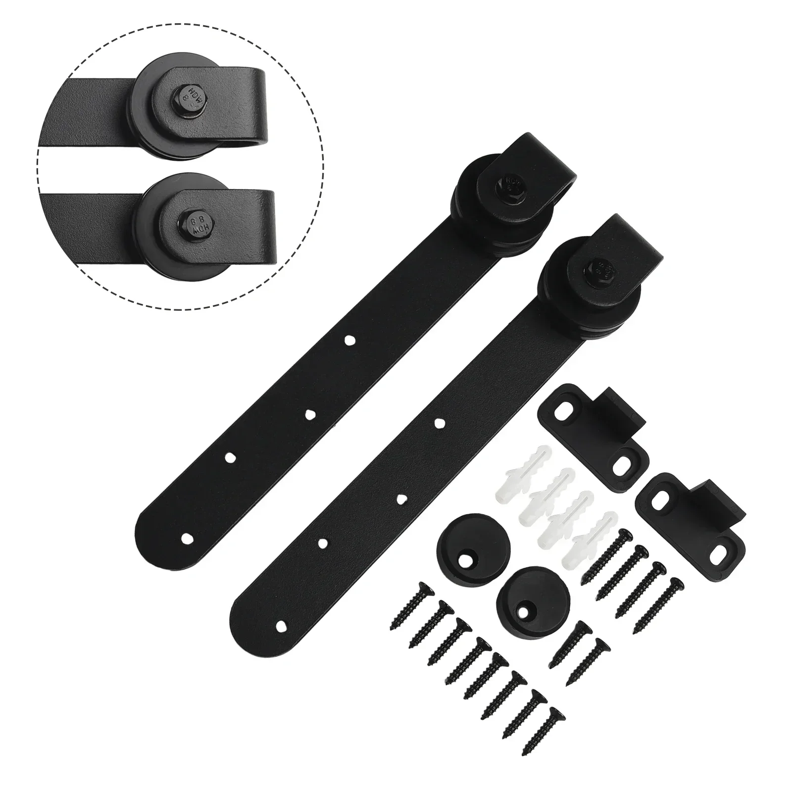 Mini Barn Door Sliding Kit Black Carbon Steel Mini Sliding Barn Door Hardware Kit For Cabinet Doors Rail Set Smooth Silent