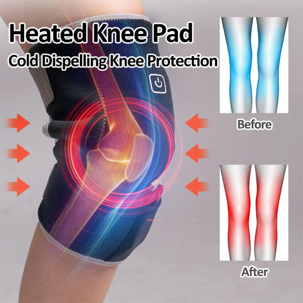 

Electric Heating Knee Massage Brace Leg Joint Vibration Massage Pad Heated Physiotherapy Arthritis Leg Massager 4 Gear Keep Warm