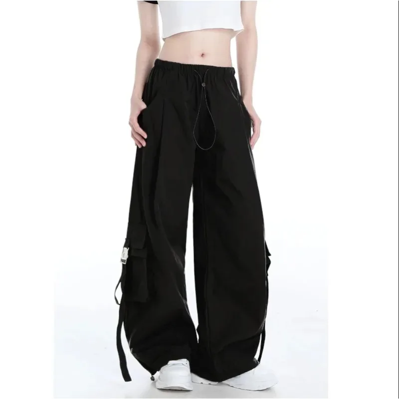 

QWEEK Y2k Vintage Cargo Pants Woman Streetwear Baggy Wide Parachute Harajuku Hippie Korean Fashion Sports Trousers Aesthetic