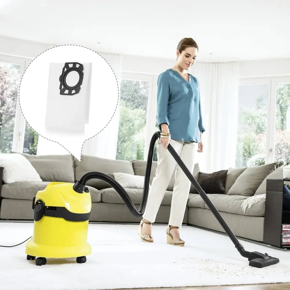 5 pz Sacchetti Per La Polvere Per Karcher 2.863-314.0 KFI 357 KA 40 WD2 Plus WD3 SE4002 Robot Aspirapolvere Accessori di Ricambio  6
