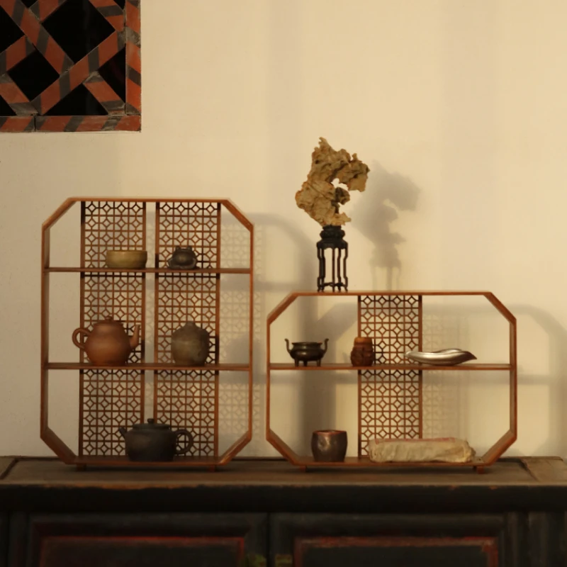 Bamboo Bo Gu Rack Tea Pot Tea Set Storage Lattice Rack Tea Table Shelf Wall Mounted Display Stand 3