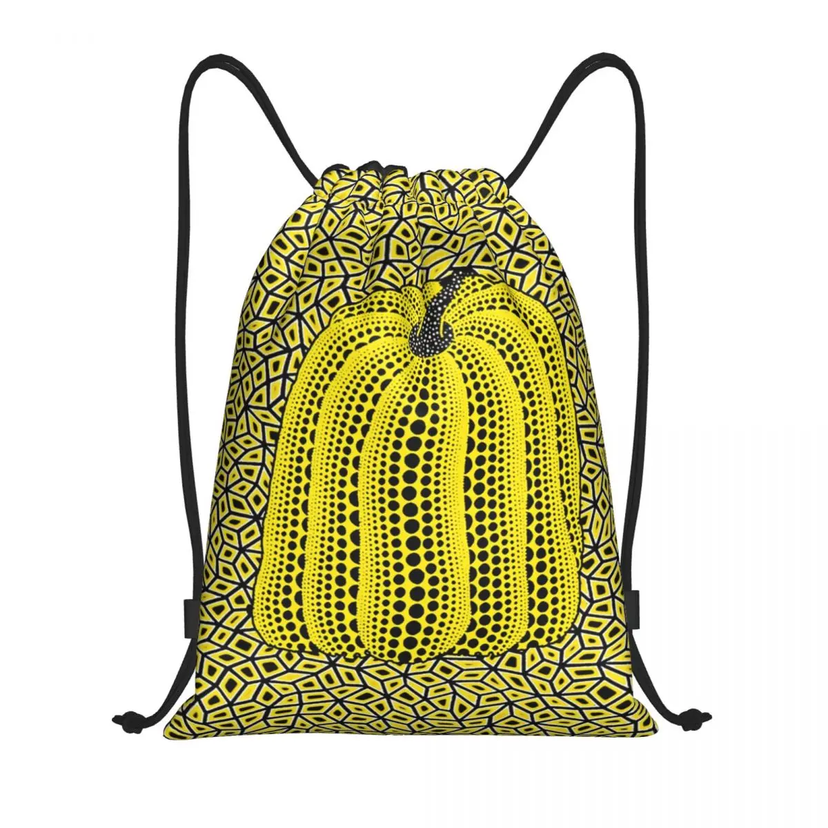 

Polka Dot Yayoi Kusama Abstract Art Pumpkin Polka Drawstring Backpack Women Men Sport Gym Sackpack Portable Training Bag Sack