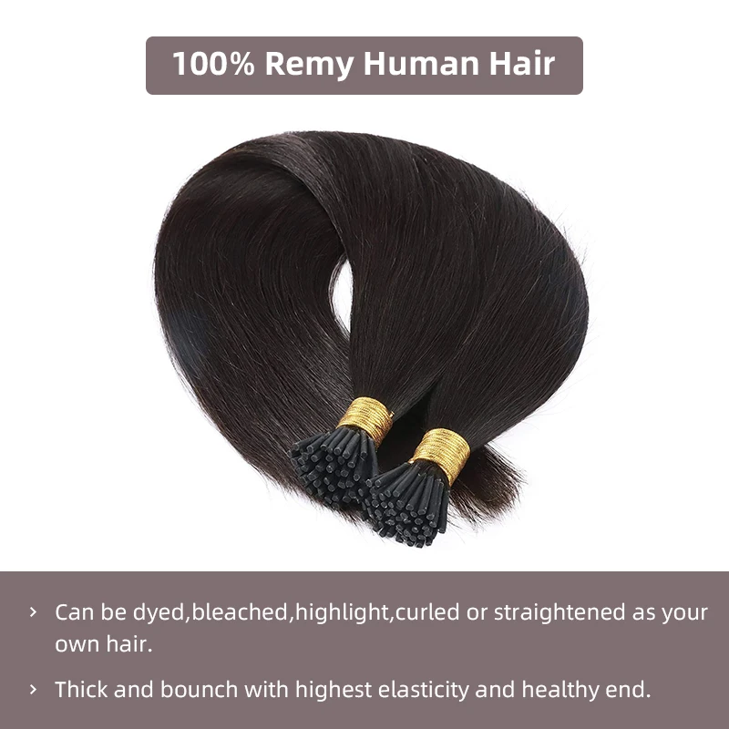 I Tip Hair Extension Straight Human Hair Extension 0.8g/ 1g/Strand 50pc/Set Capsule Keratin Natural Fusion Human