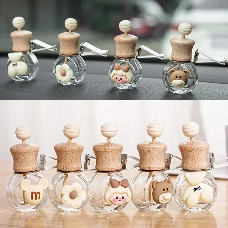 Glass Car Perfume Bottle Air Freshener with Wooden Cap