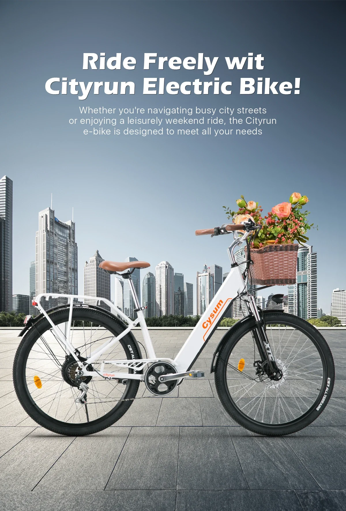 CYSUM Cityrun-26 Elektrofahrrad 250W Motor Mädchenmodell Elektrofahrrad 36V 10Ah Batterie All-Terrain-Elektrofahrrad – Detail 1
