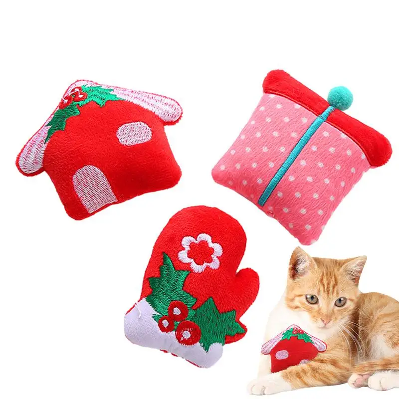 

Рождественская игрушка для кошек С Кошачьей Мятой, плюшевые игрушки для котят, аксессуары для животных