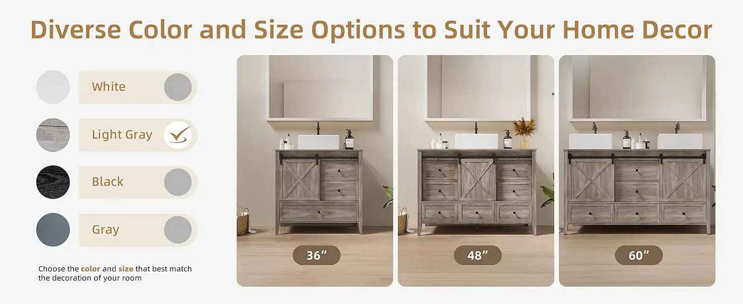 60 inch bathroom vanity double sink top farmhouse grey