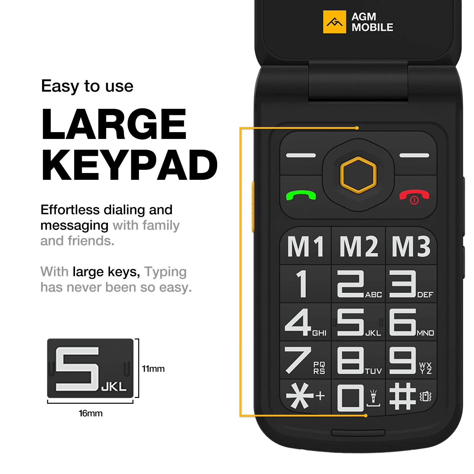 AGM-Téléphone portable à rabat M8 débloqué, fonction électronique