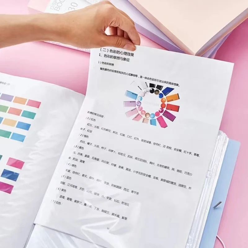 A4 투명 파일 폴더 30페이지 문서 정리 가방 학교 사무용품 학생 시험지 분류 보관