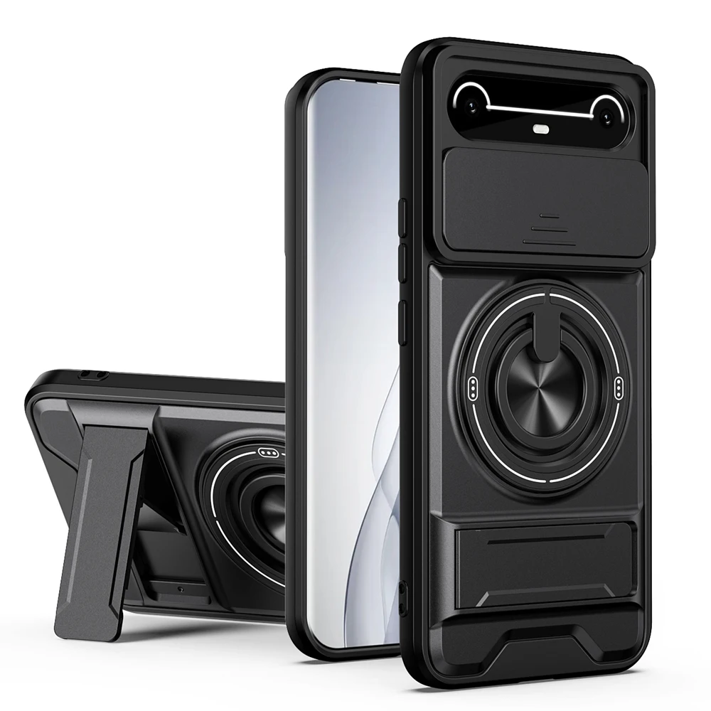 Magnetic Shockproof Phone Case with Slide Camera Protection and Upright Kickstand