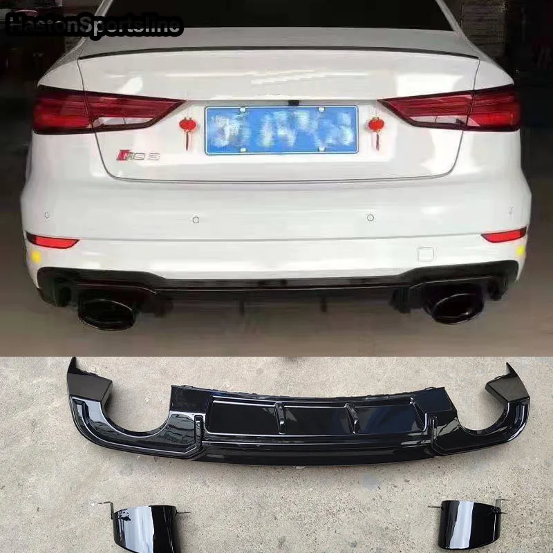 

A3 S3 S-Line To RS3 Style Sedan Hatchback Rear Diffuser Bumper Spoiler Exhaust for Audi A3 8V S3 Sline 2017 2018 2019