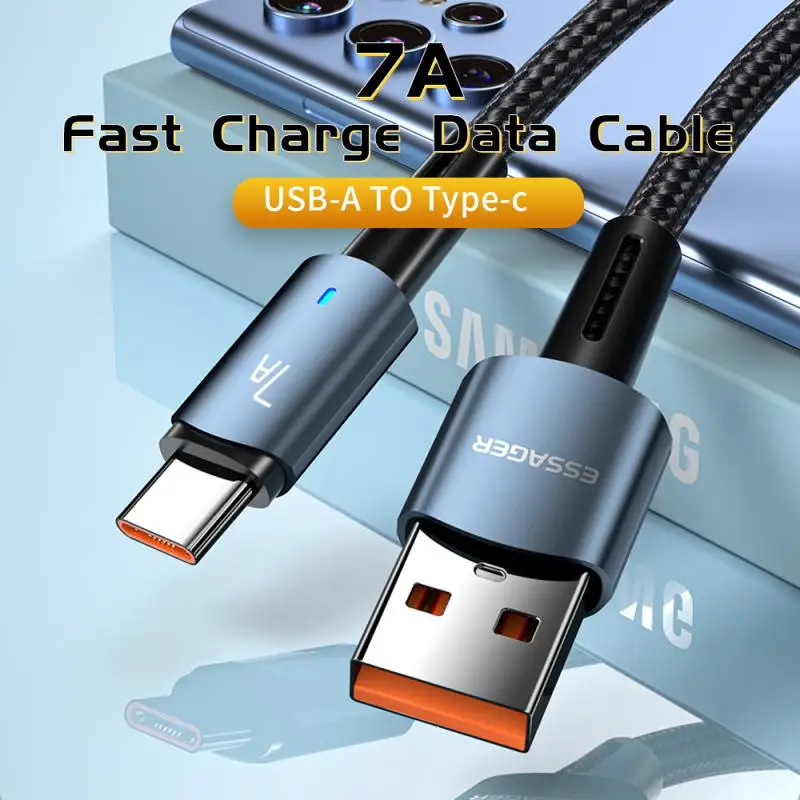 USB Type C Cable Quick Charge 7A 66W PD Fast Charging For Xiaomi