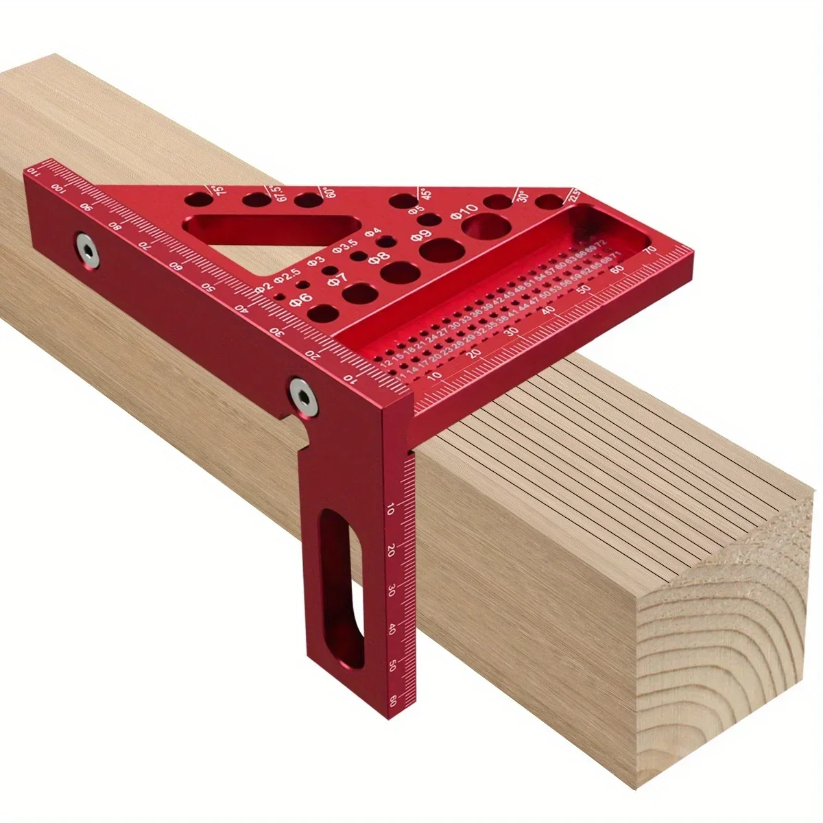 3D Multi-Angle Metric Measuring Ruler, 45/90 Degree Aluminum Alloy Square Protractor, High Precision Layout Measuring Tool