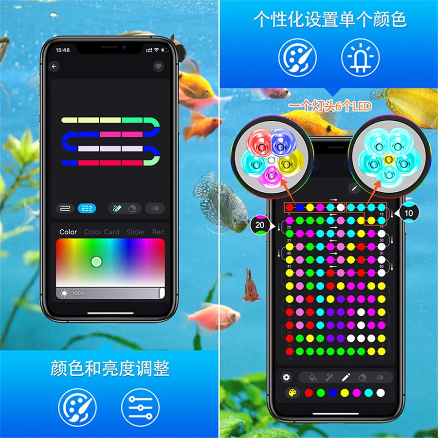 스마트 블루투스 앱 제어 LED 연못 조명 IP68 방수 수중 조명 RGB 변경 가능 조경 스포트라이트