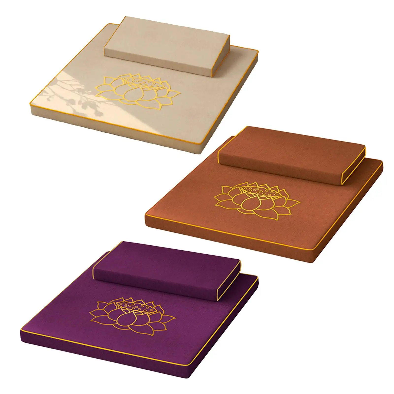 2 Pieces Meditation Cushion Washable Cover Thick Yoga Mat Set Floor Pillows