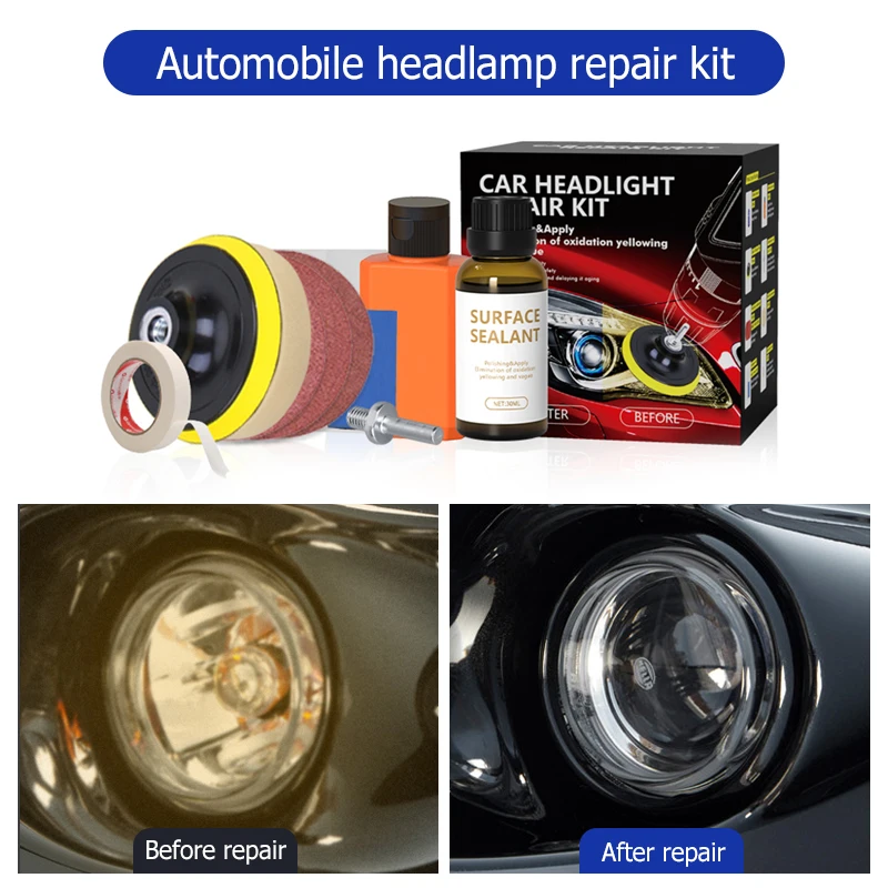 Car Headlight Restoration Polishing Kits Auto Headlamp Repair Tool Set