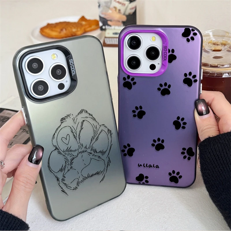 Adorable Paw Print Shockproof Phone Case - Cute Cat and Dog Design