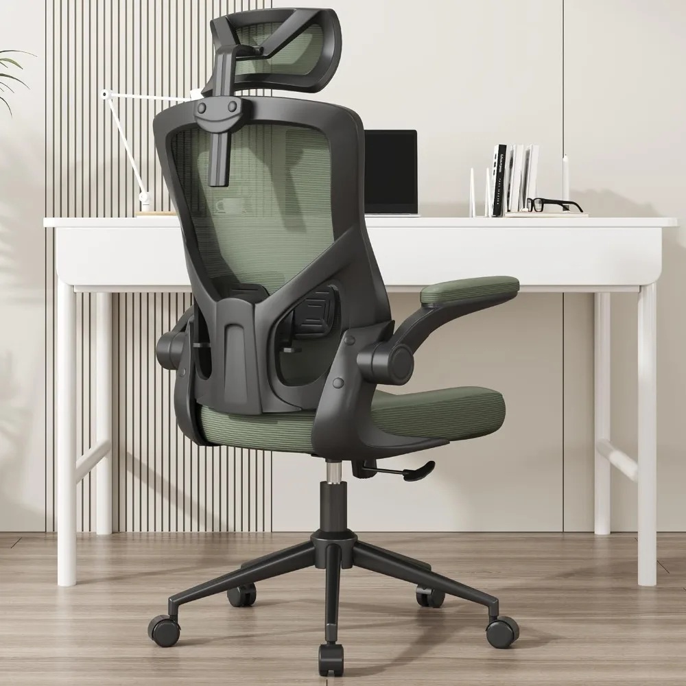 

, Ergonomic Mesh Desk Chair, High Back Computer Chair- Adjustable Headrest with Flip-Up Arms, Lumbar Support