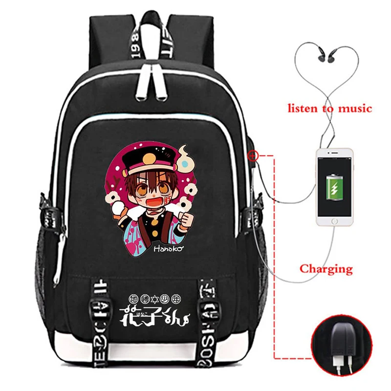 

Toilet-Bound Hanako-kun Backpack with USB Charging Port Anime Yashiro Nene Cosplay Bookbag Gift Laptop Bag School Mochila