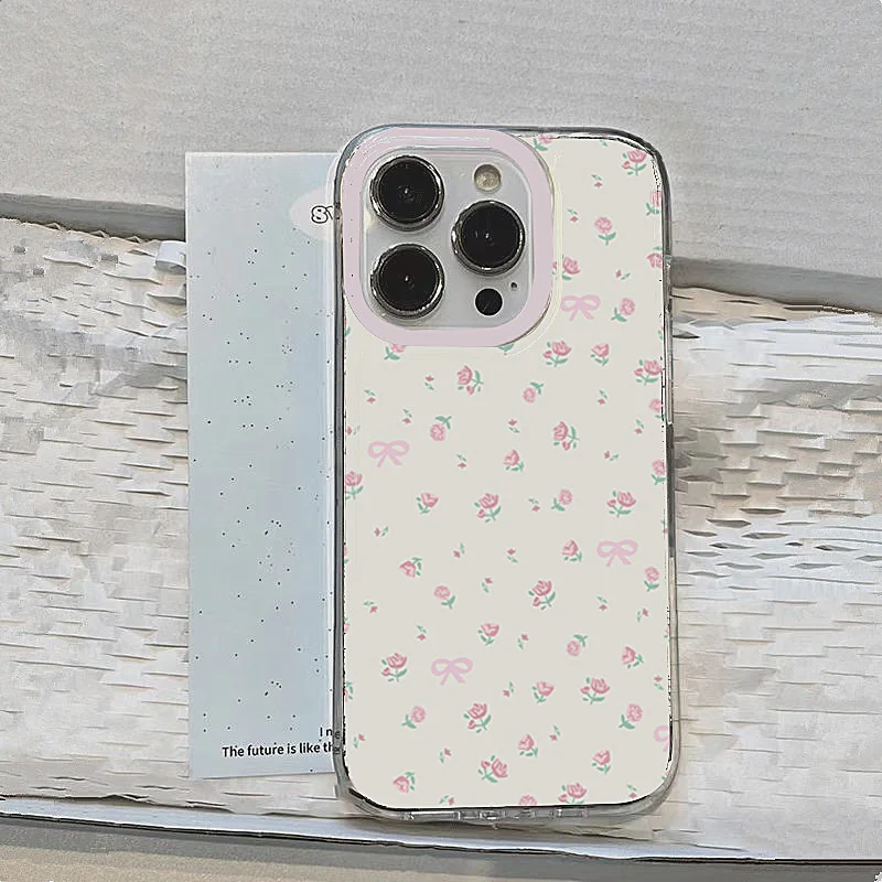 Transparent Pink Little Flowers Soft Phone Case Cover