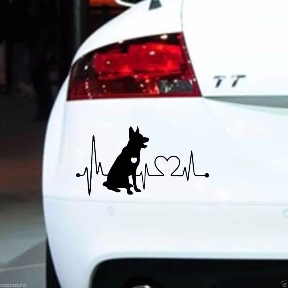 

Jpct German Shepherd Dog heartbeat cartoon animal pet decal for automobile, bumper, laptop waterproof sticker 18cm*9.5cm