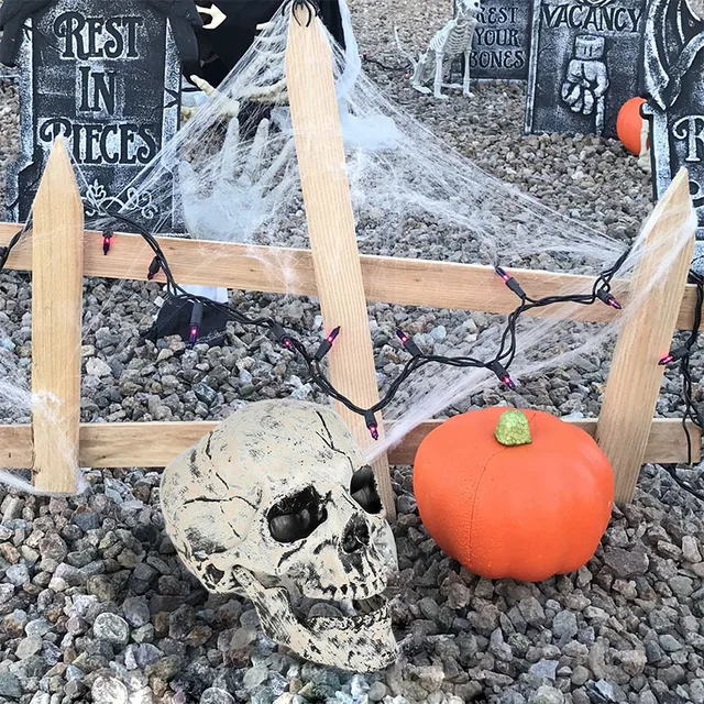 Halloween Reális Koponya Csontváz Fej Emberi Kézi Karok A Party Otthoni Kerti Gyep Dekoráció Kísértetjárta Horror Kellékek - Image 4