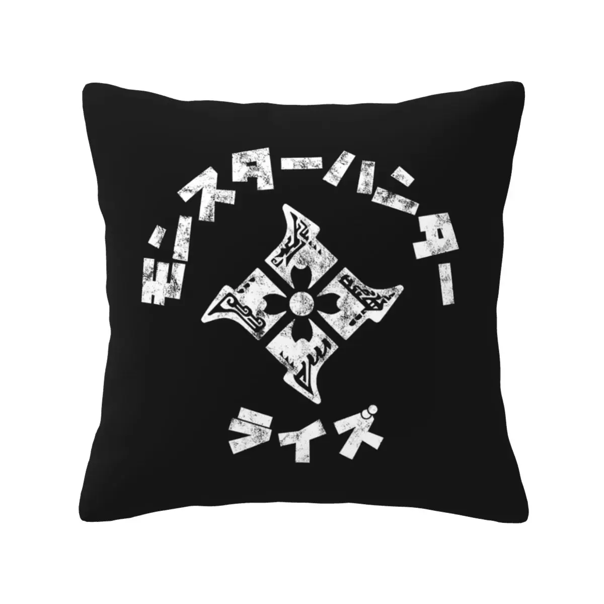 Monster Hunter Rise Kanji  Pillowcase Soft Cushion Cover Decoration Throw Pillow Case Cover for Home Double-sided Printed
