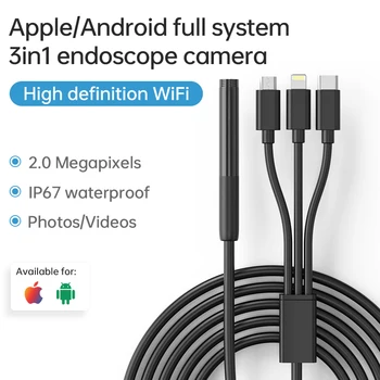 3in1 Endoscope Camera IP67 Waterproof Inspection Camera USB car Endoscope Borescope IOS Endoscope For Type-C IOS Smart Iphone 1