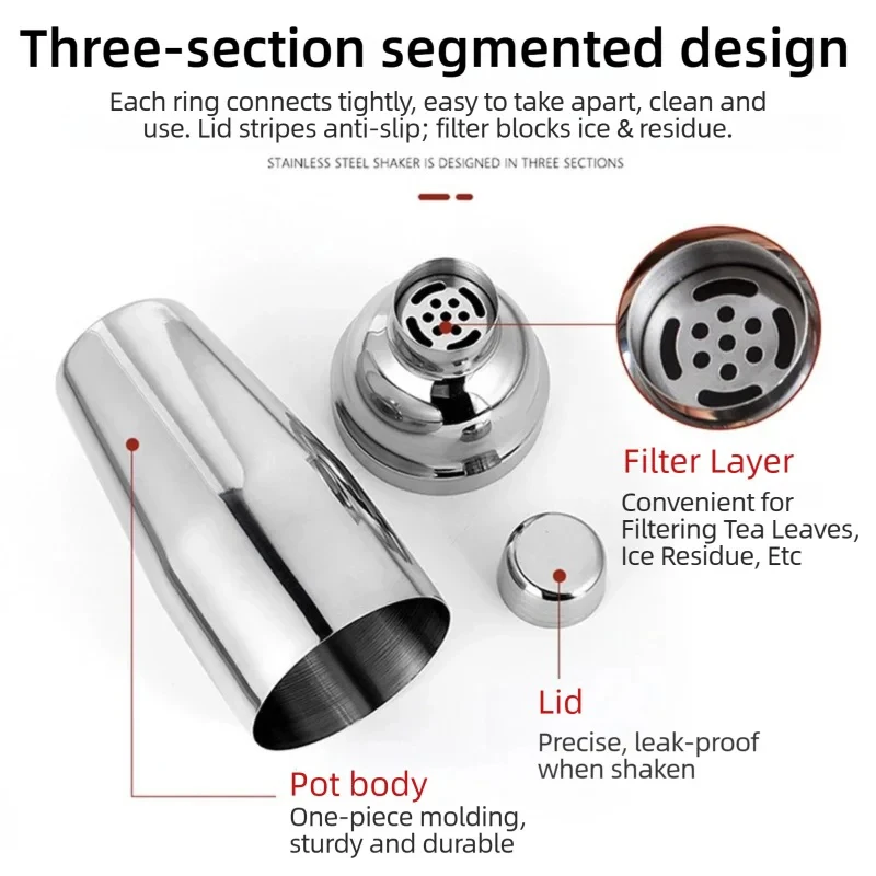 Stainless Steel Cocktail Shaker - Premium Party Bar Tool