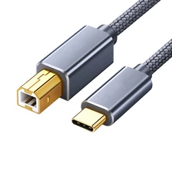 Premium Braided USB C to USB B 2.0 Printer & Scanner Cable - 0.5M