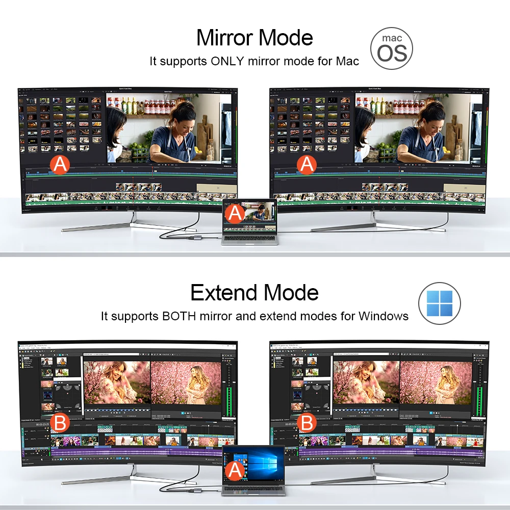 Фото Адаптер Qwiizlab с USB Type-C на 4K HDMI и переходник 1080P VGA, питание 100 Вт, совместим с iPhone 15 Pro/Max, Windows PC La №3