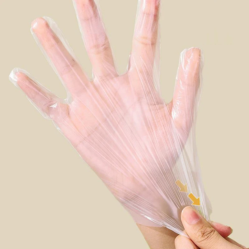 100pcs/box Latex Free Gloves TPE Disposable Gloves Transparent Non-Slip Acid Work Safety Food Grade Household Cleaning