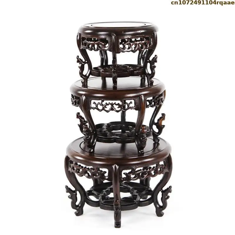 Ebony Standing Flower Bonsai Plant Wooden Shelf Flower Pot Sorting Table Display Rack Plant Log Lathe Scaffold Flowerpot Holder