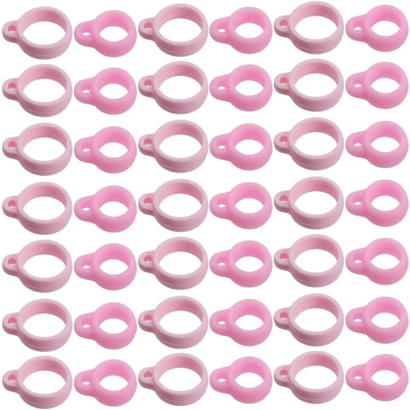 1 Box 60PCS Anti-Lost Silicone Rubber Rings 2 Sizes Pink Holder Silicone Pendant Multipurpose Adjustable Cases 8/13mm Necklace
