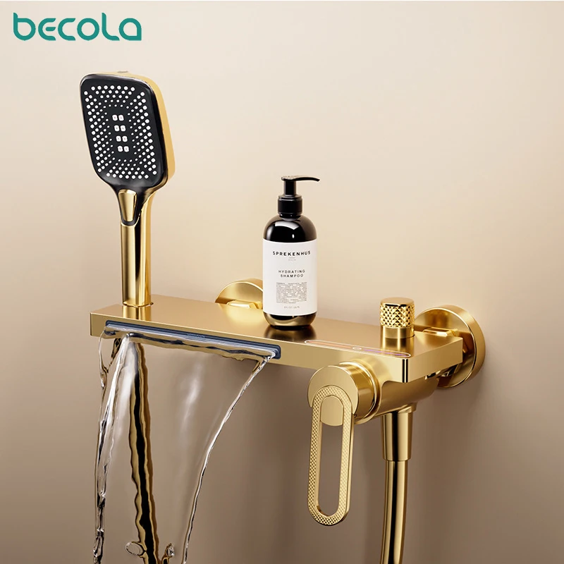Copper High Flow Bathtub Dedicated Faucet Waterfall Style Water Outlet Shower Nozzle Bathroom shower head
