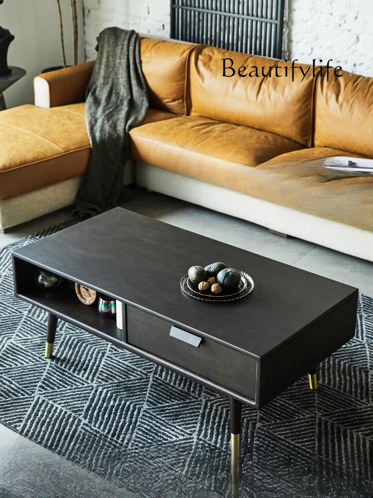 

Nordic Coffee Table Simple Retro Solid Wood Coffee Table Tea Table Living Room Light Luxury