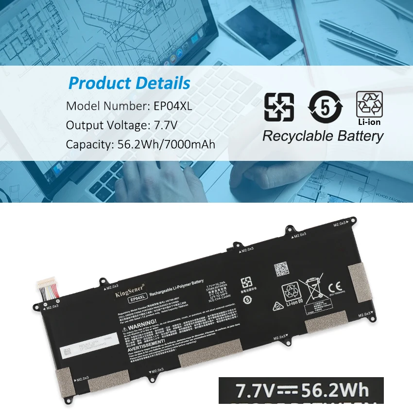 Kingsener-bateria do Portátil para hp Elite Dragonfly g1 Series g2 Hstnn-db9j Hstnn-ib8y L524481c1 7.7v 54.2wh Ep04xl - Imagem 2