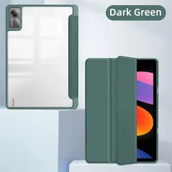 Transparent Hard Back Case with Awake/Sleep Cover for Redmi  POCO Pad 12.1 (Dark Green)