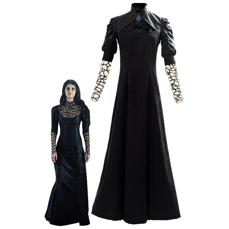 

Yennefer Cosplay Costume Movie Wizard Women Dress Cape Outfits Halloween Party Clothes For Ladies Role Play Fashion New