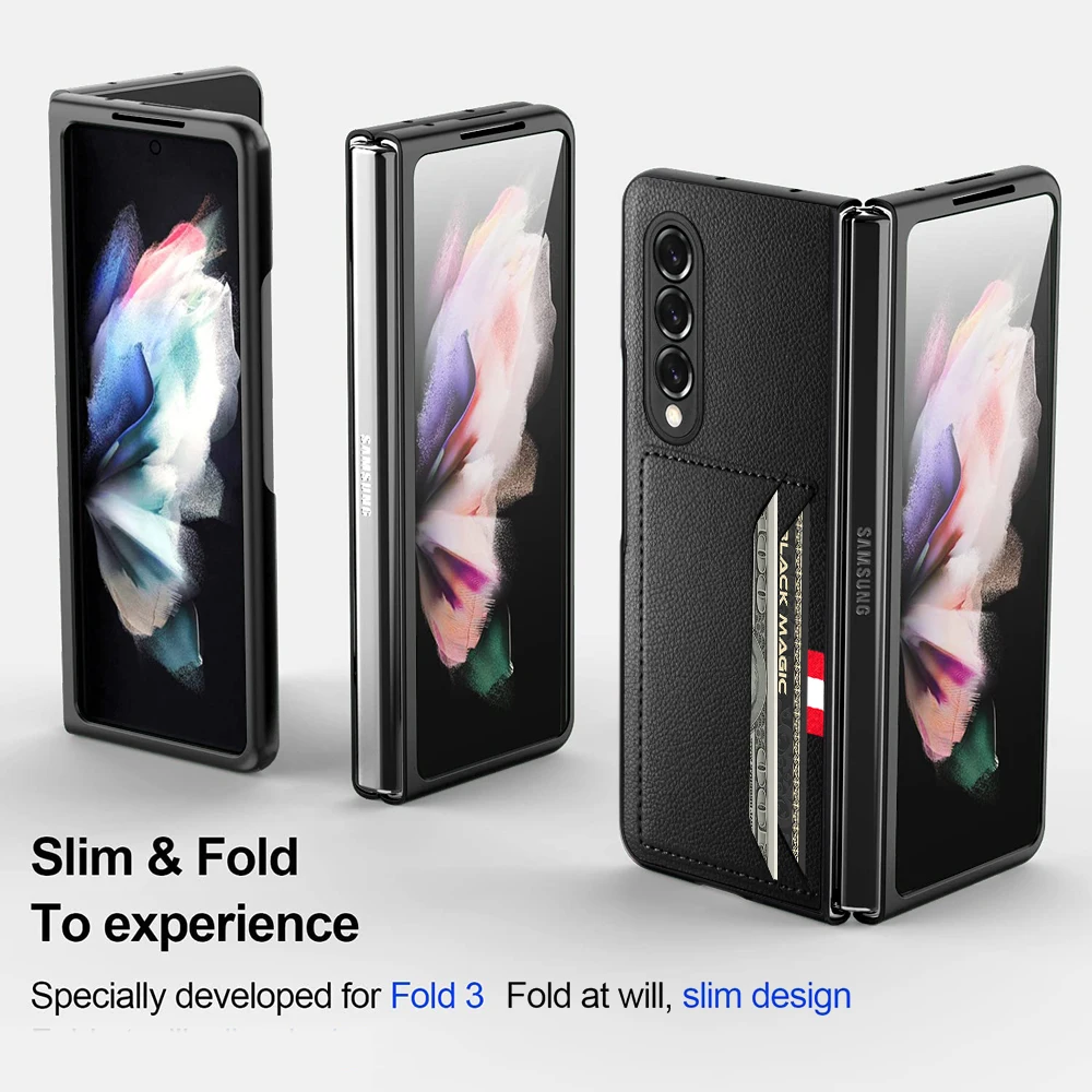 Sleek Matte Leather Fashion Case with Card Holder - Premium Phone Cover