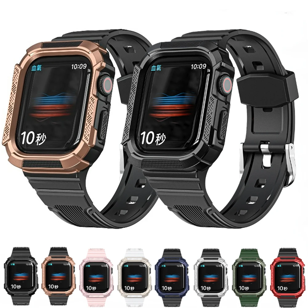 

Silicone Case + Strap for Apple Watch 8 7 45mm 41mm 6 5 4 SE 44mm 40mm Sport Smart Watch Wristband for iWatch 3 2 42mm 38mm Band